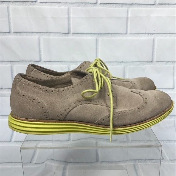 Cole Haan Lunagrand Suede Tan Yellow Oxfords - Picture 1 of 8
